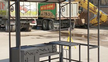 Мангал "Шеф-повар Угловой под тандыр" с чугунной плитой печки